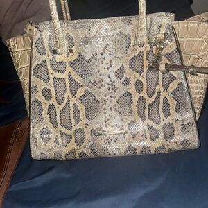 Brahmin Priscilla Python Natural Leighton cross shoulder tote satchel